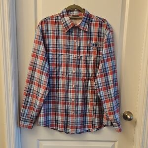 Izod Plaid Fishing Button Down Shirt.